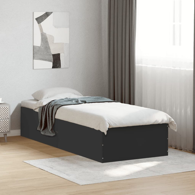 Bedframe bewerkt hout zwart 90x190 cm