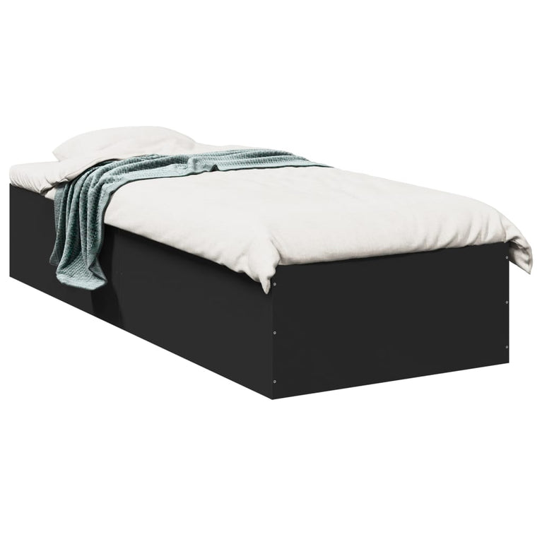 Bedframe bewerkt hout zwart 90x190 cm