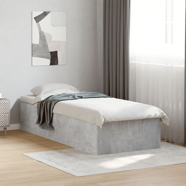 Bedframe bewerkt hout betongrijs 90x190 cm