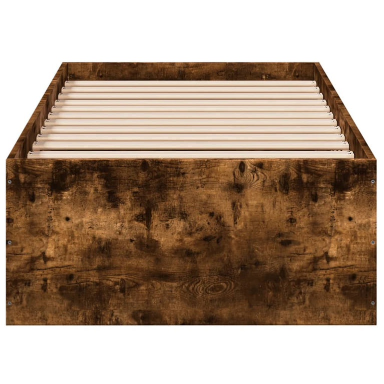 Bedframe bewerkt hout gerookt eikenkleurig 90x190 cm