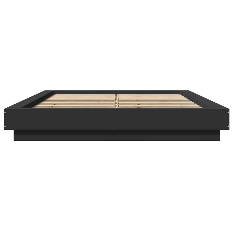 Bedframe met LED-verlichting bewerkt hout zwart 140x190 cm