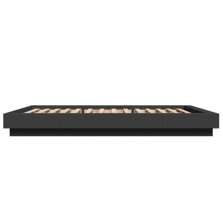 Bedframe met LED-verlichting bewerkt hout zwart 140x190 cm