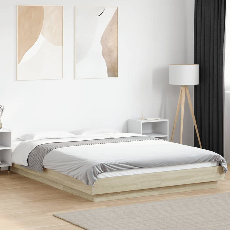Bedframe met LED-verlichting sonoma eikenkleurig 140x200 cm