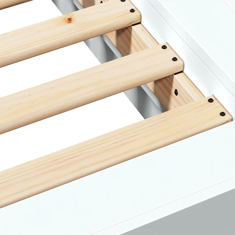 Bedframe LED massief hout wit 120x200 cm