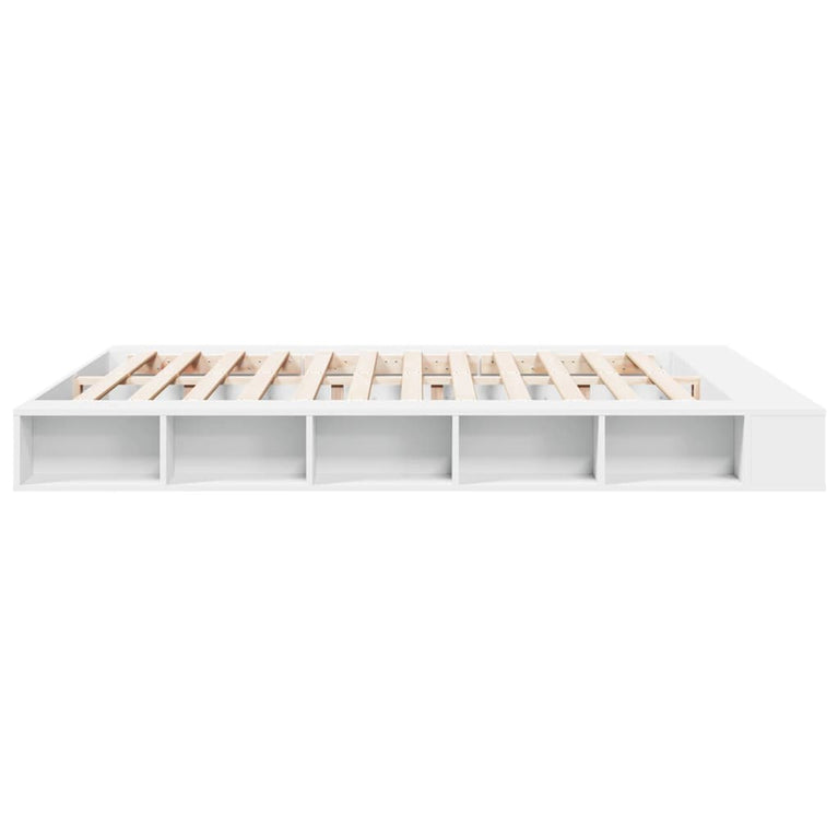 Bedframe massief hout wit 200x200 cm
