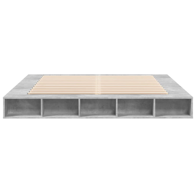 Bedframe bewerkt hout betongrijs 200x200 cm