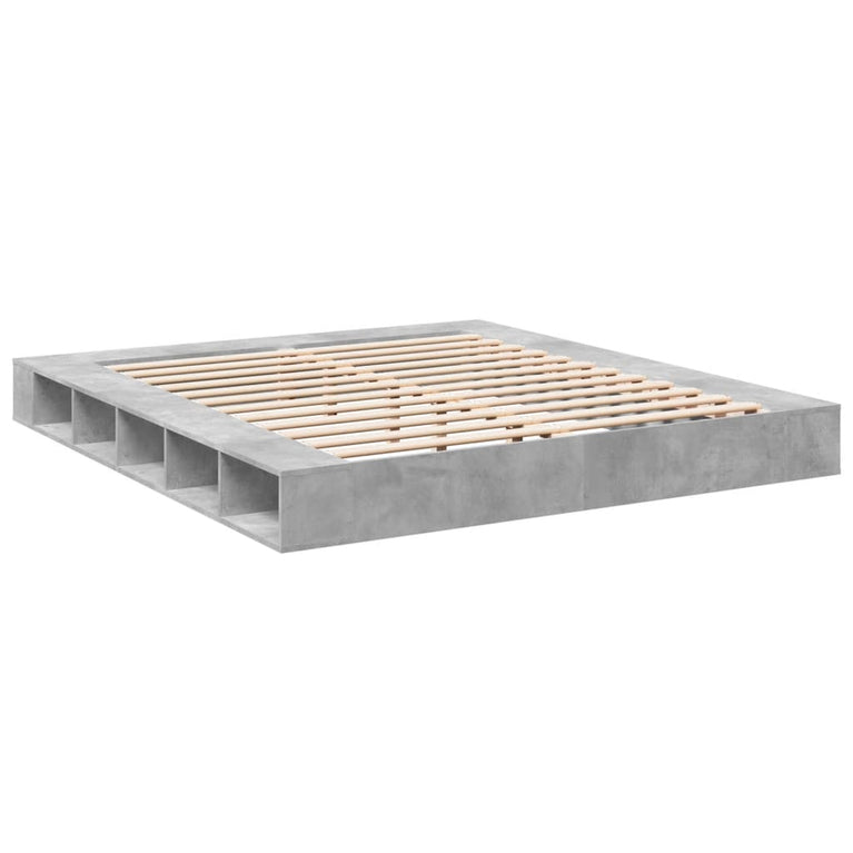 Bedframe bewerkt hout betongrijs 200x200 cm