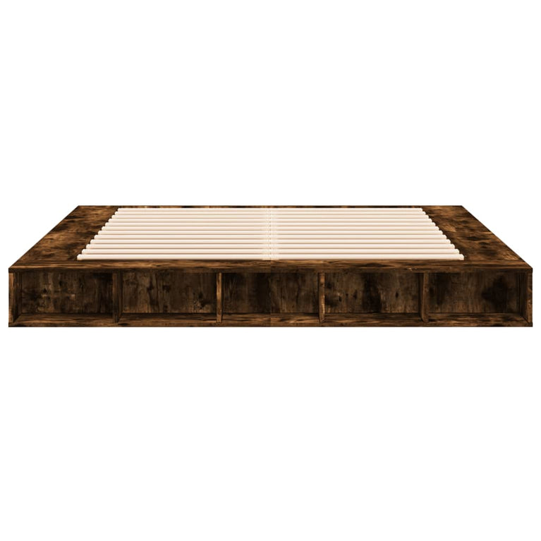 Bedframe bewerkt hout gerookt eikenkleurig 200x200 cm