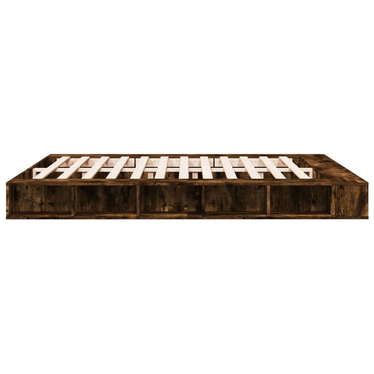 Bedframe bewerkt hout gerookt eikenkleurig 200x200 cm