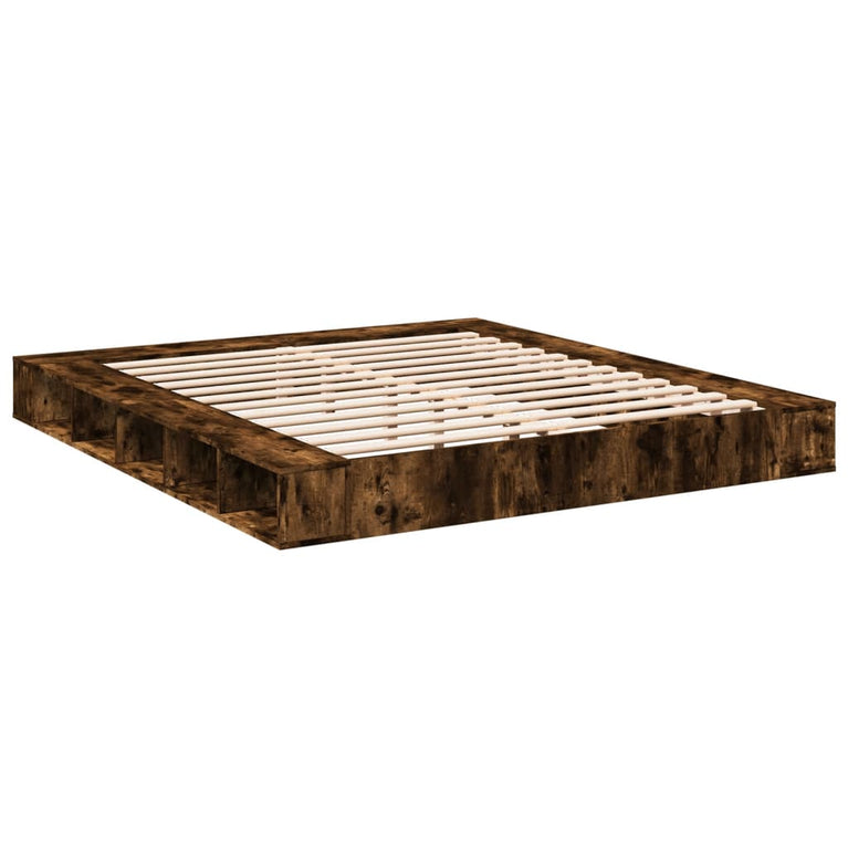 Bedframe bewerkt hout gerookt eikenkleurig 200x200 cm