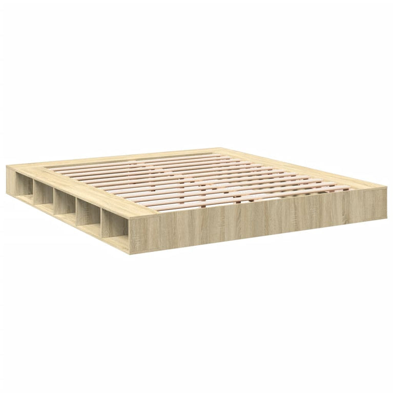 Bedframe bewerkt hout sonoma eikenkleurig 180x200 cm