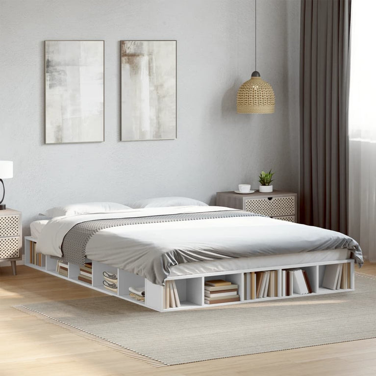 Bedframe bewerkt hout wit 160x200 cm