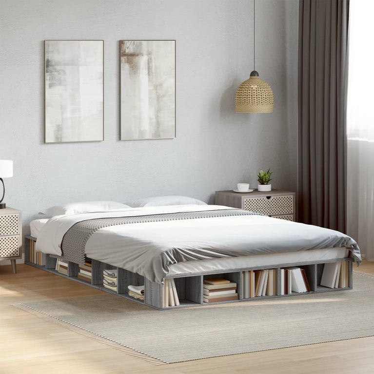 Bedframe bewerkt hout grijs sonoma eikenkleurig 160x200 cm