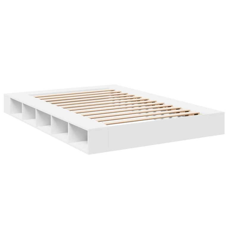 Bedframe bewerkt hout wit 150x200 cm