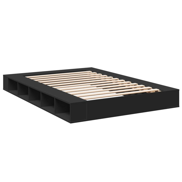 Bedframe bewerkt hout zwart 150x200 cm