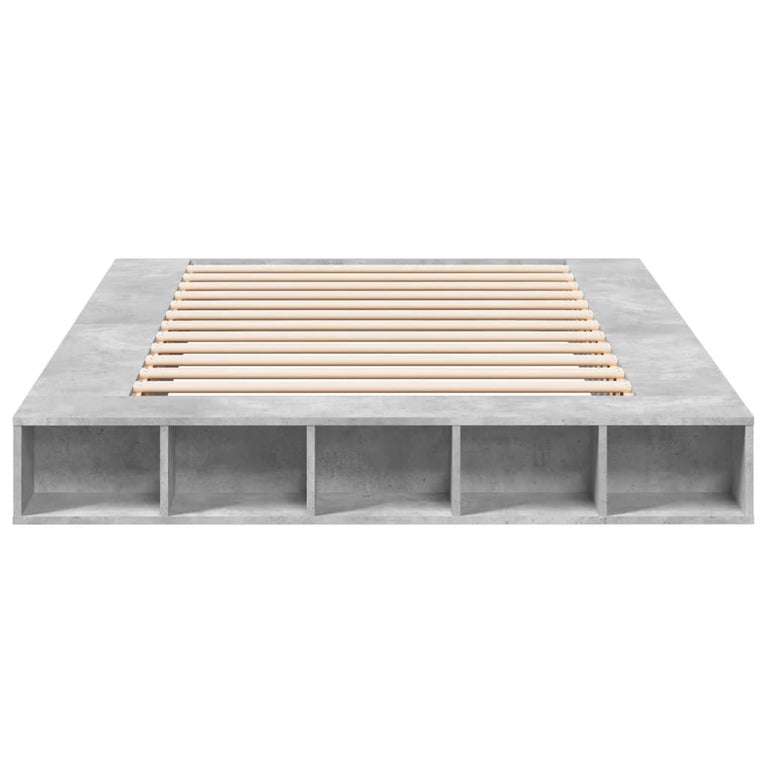 Bedframe bewerkt hout betongrijs 150x200 cm