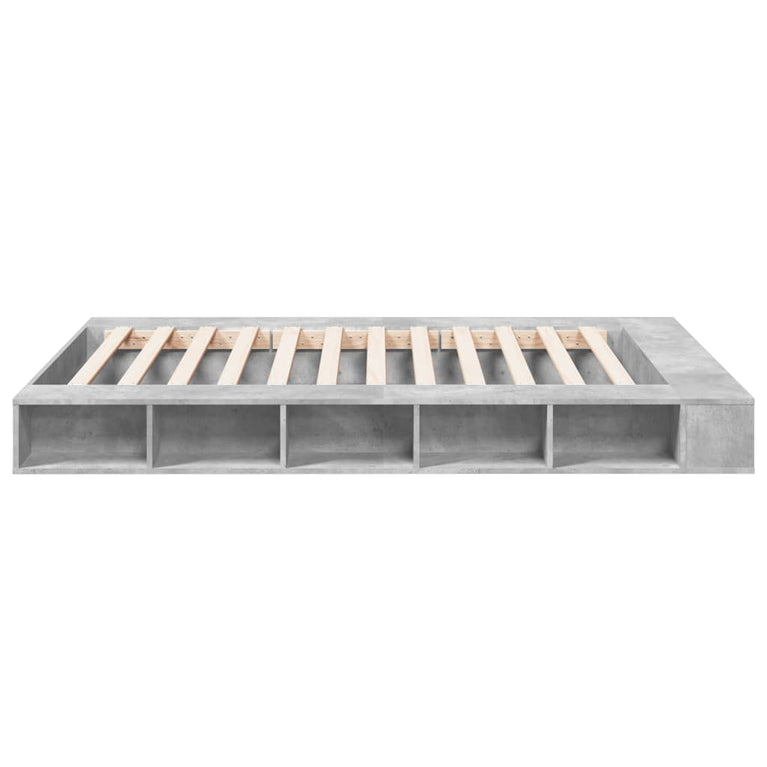Bedframe bewerkt hout betongrijs 150x200 cm