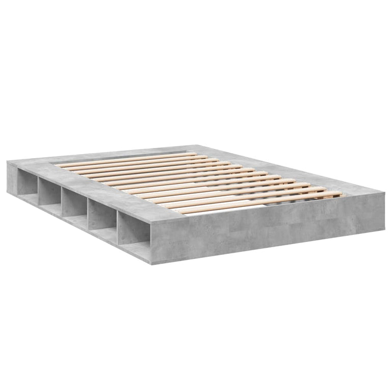Bedframe bewerkt hout betongrijs 150x200 cm