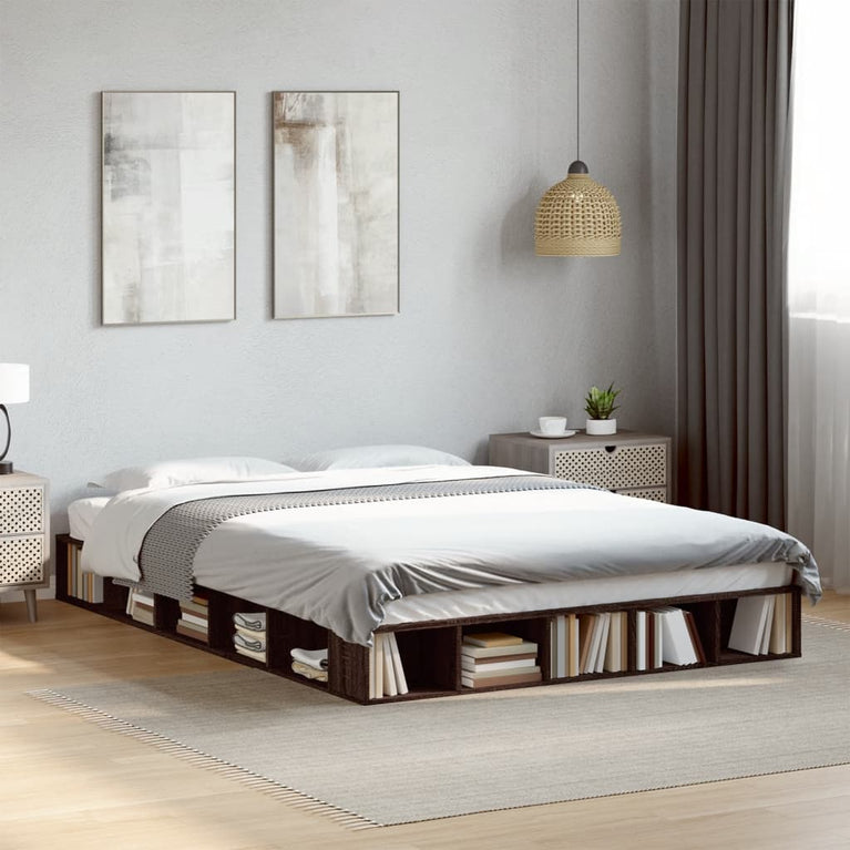 Bedframe bewerkt hout bruin eikenkleur 150x200 cm