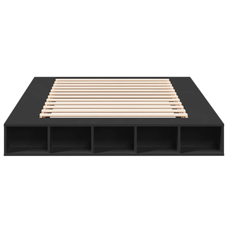 Bedframe bewerkt hout zwart 140x200 cm