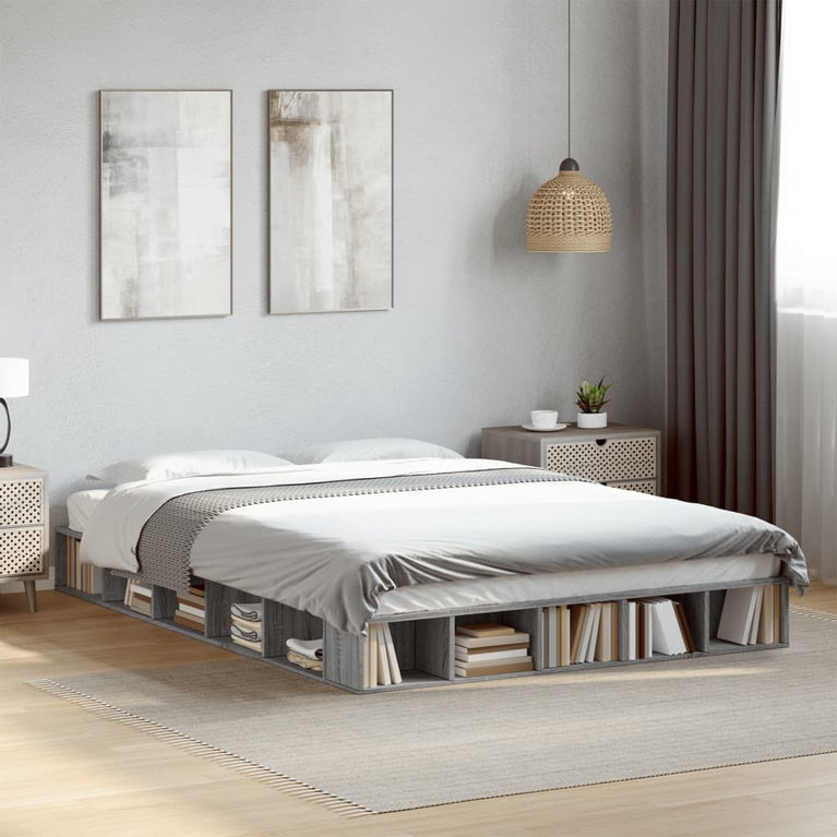 Bedframe bewerkt hout grijs sonoma eikenkleurig 140x200 cm