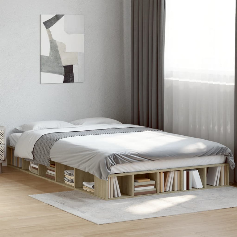 Bedframe bewerkt hout sonoma eikenkleurig 120x200 cm