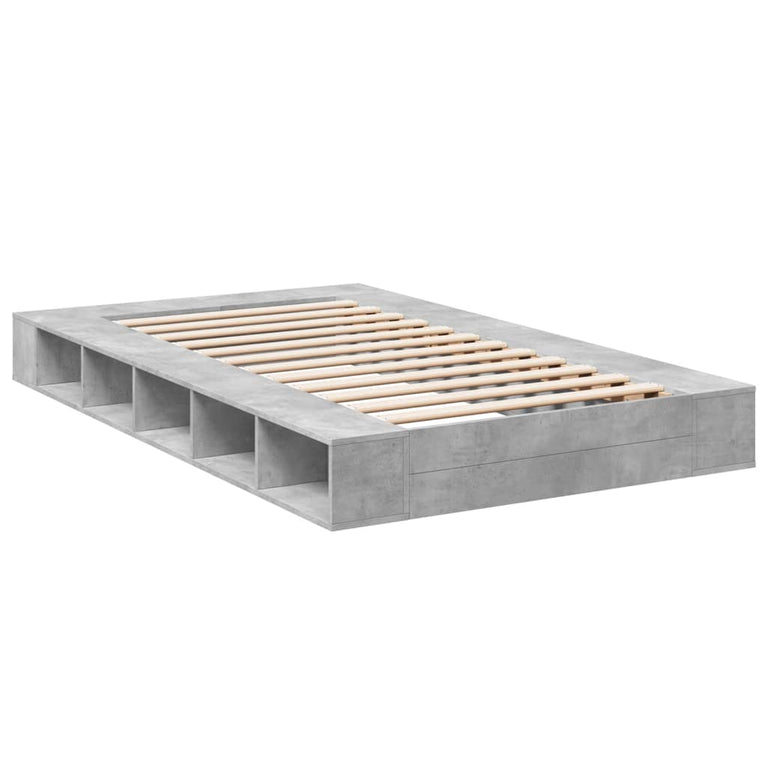 Bedframe bewerkt hout betongrijs 120x200 cm