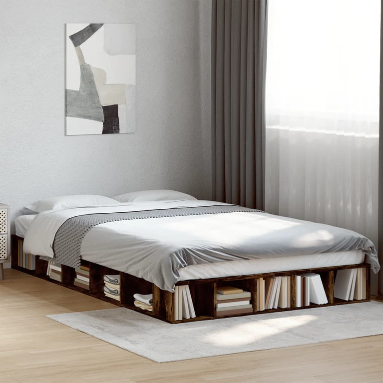 Bedframe bewerkt hout gerookt eikenkleurig 120x200 cm