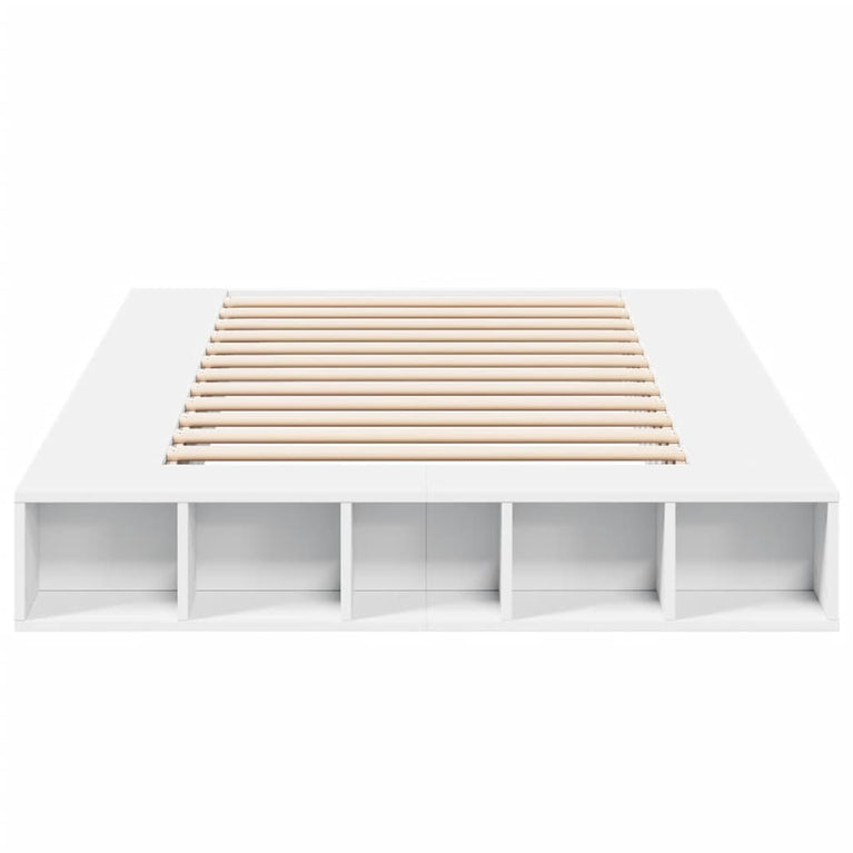 Bedframe LED massief hout wit 140x190 cm