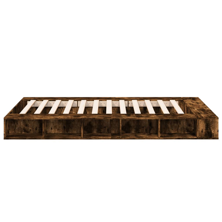 Bedframe bewerkt hout gerookt eikenkleurig 140x190 cm
