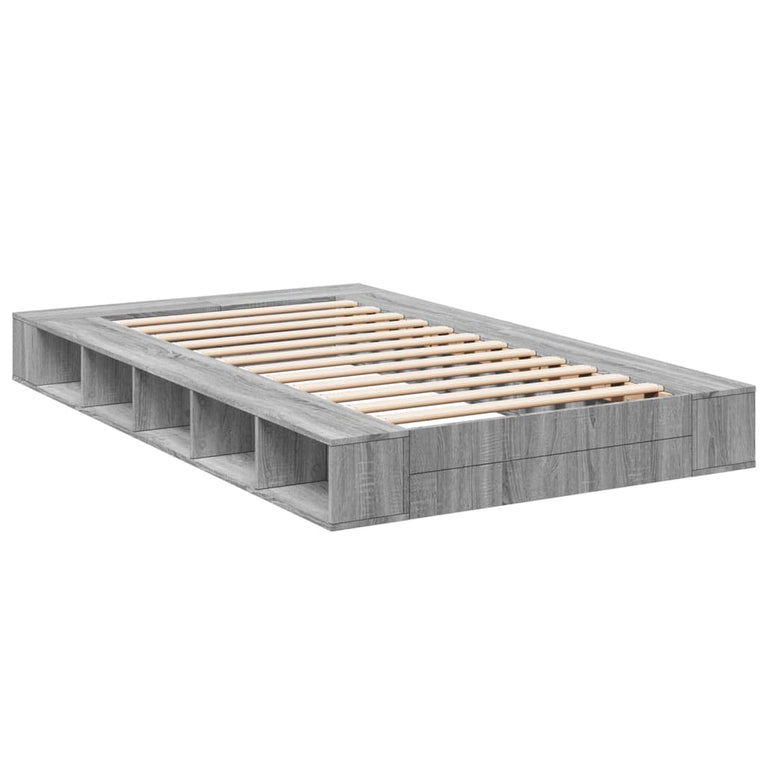 Bedframe bewerkt hout grijs sonoma eikenkleurig 140x190 cm