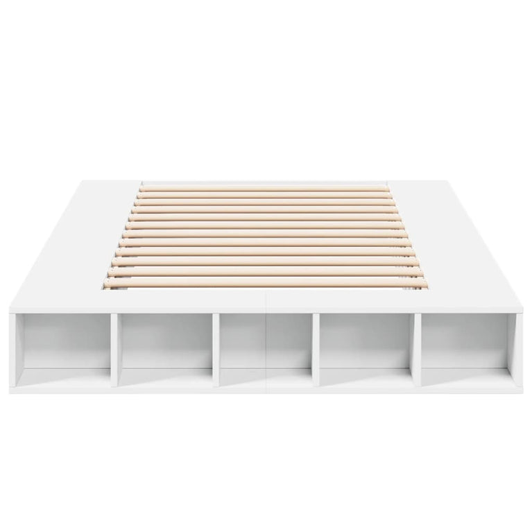 Bedframe bewerkt hout wit 135x190 cm