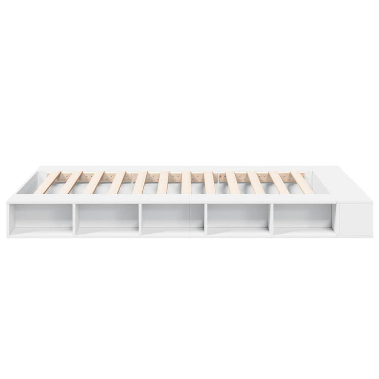 Bedframe bewerkt hout wit 135x190 cm