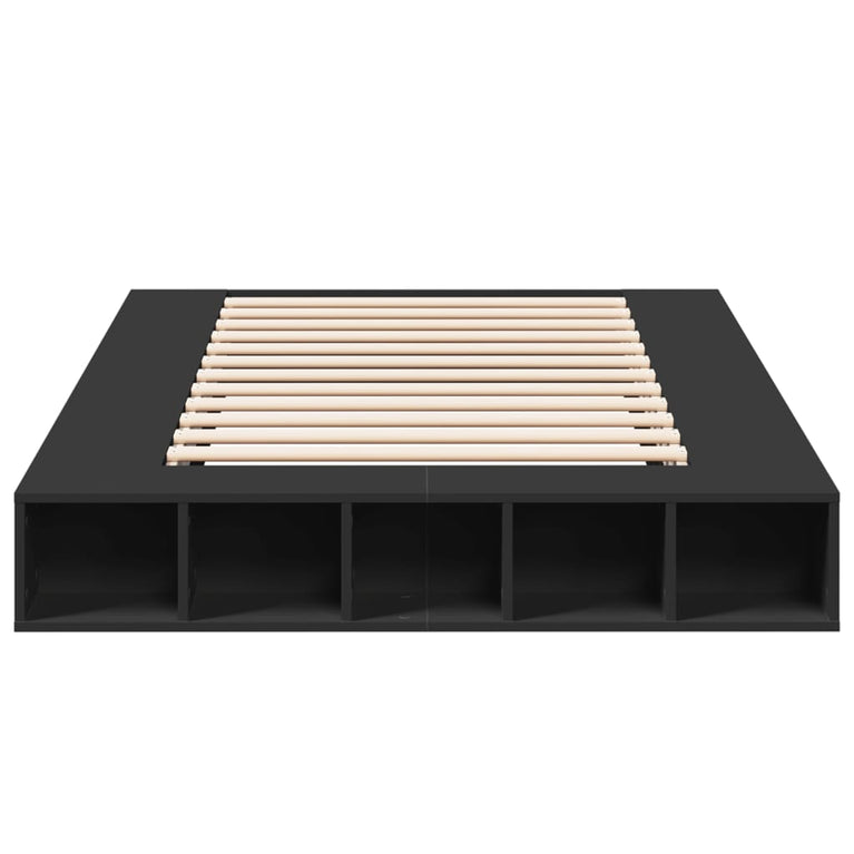 Bedframe bewerkt hout zwart 135x190 cm