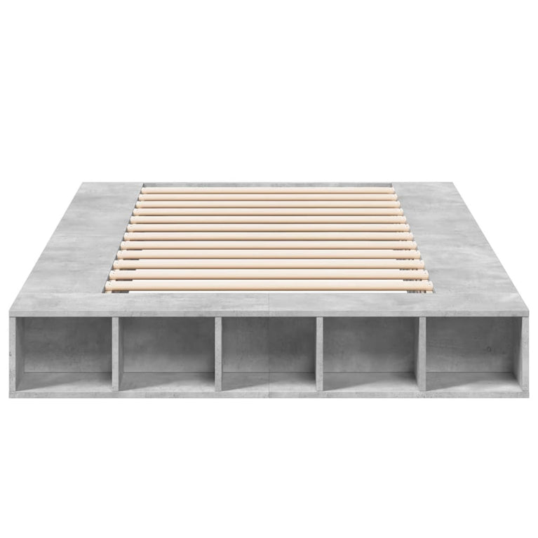 Bedframe bewerkt hout betongrijs 135x190 cm