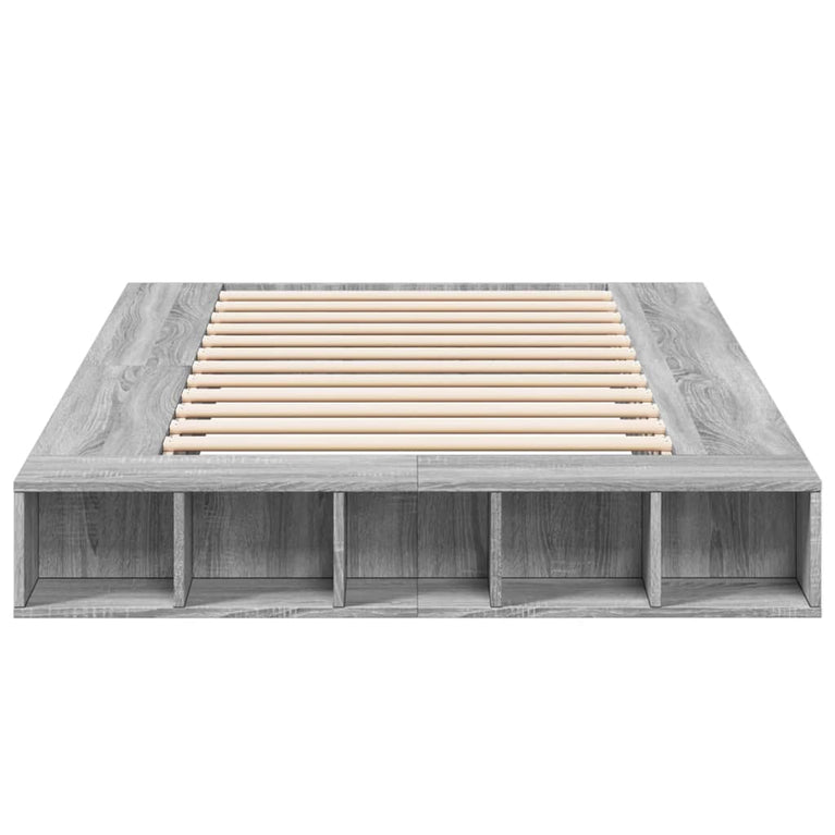 Bedframe bewerkt hout grijs sonoma eikenkleurig 135x190 cm