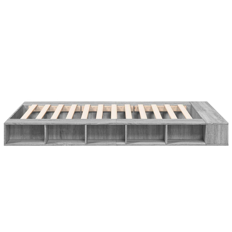 Bedframe bewerkt hout grijs sonoma eikenkleurig 135x190 cm