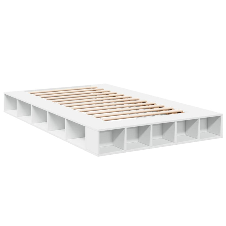 Bedframe bewerkt hout wit 120x190 cm