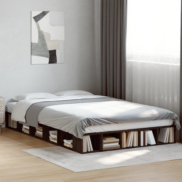 Bedframe bewerkt hout bruin eikenkleur 120x190 cm