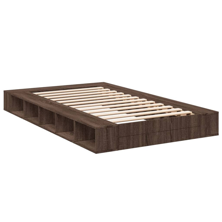 Bedframe bewerkt hout bruin eikenkleur 120x190 cm