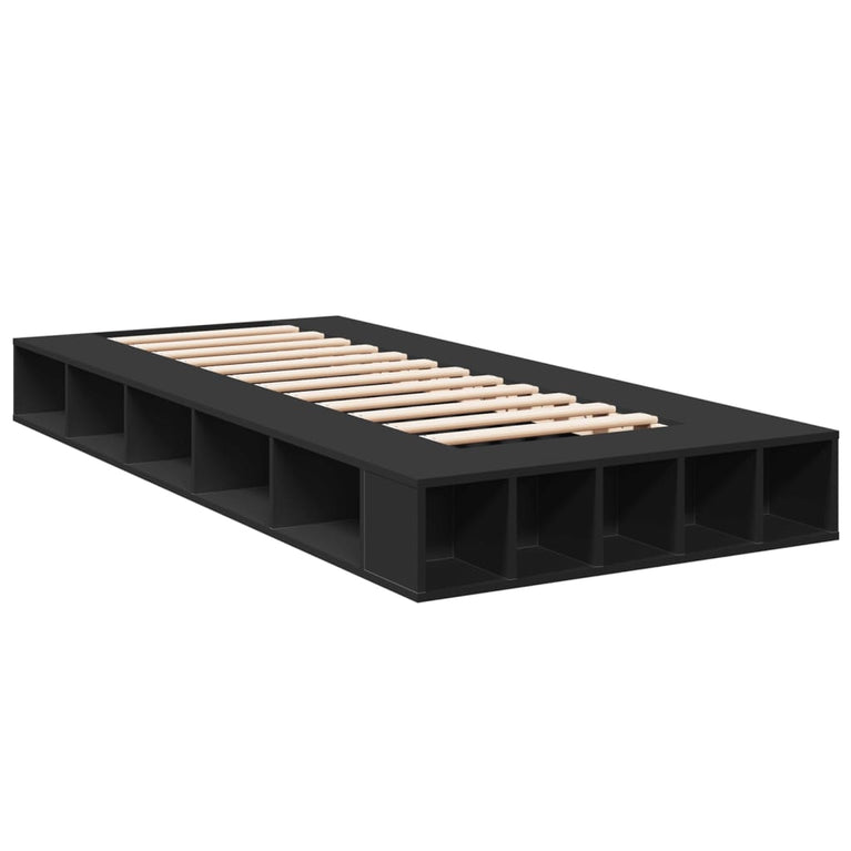 Bedframe bewerkt hout zwart 100x200 cm