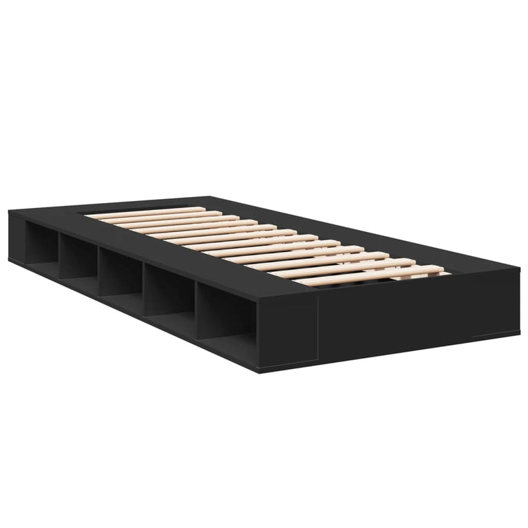 Bedframe bewerkt hout zwart 100x200 cm