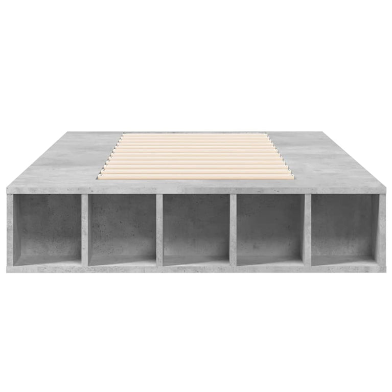 Bedframe bewerkt hout betongrijs 100x200 cm