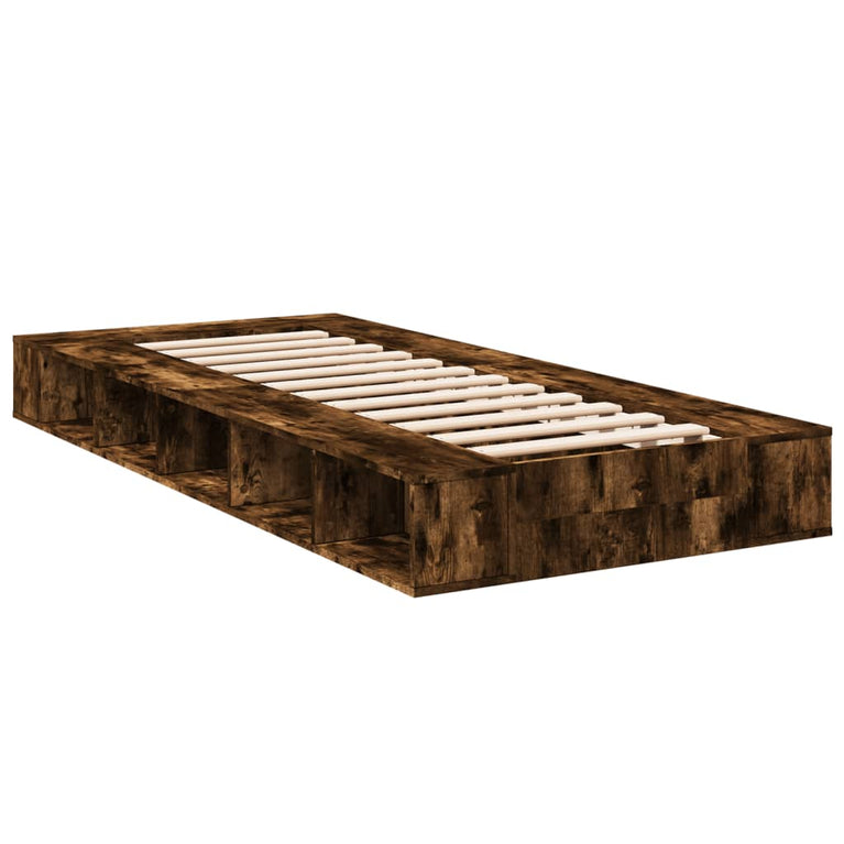 Bedframe bewerkt hout gerookt eikenkleurig 100x200 cm