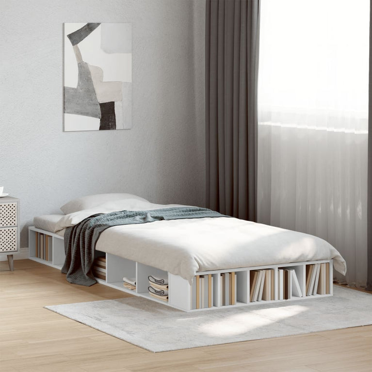 Bedframe bewerkt hout wit 90x190 cm