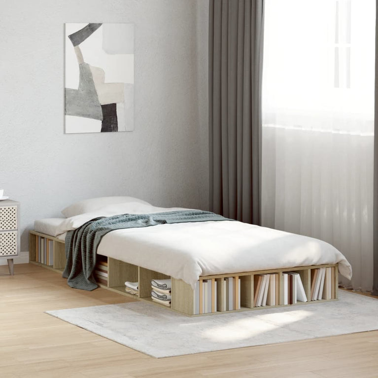 Bedframe bewerkt hout sonoma eikenkleurig 90x190 cm