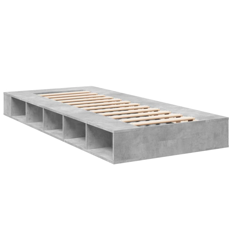 Bedframe bewerkt hout betongrijs 90x190 cm