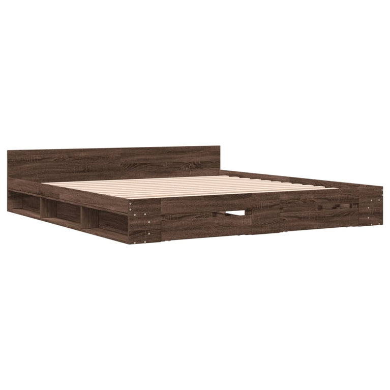 Bedframe met lades bewerkt hout bruin eikenkleurig 180x200 cm