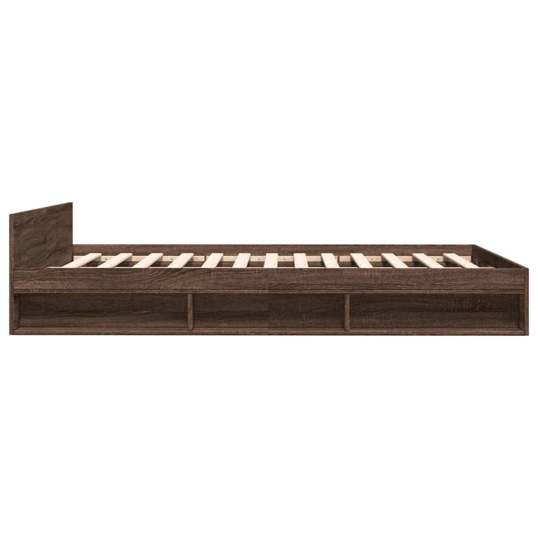 Bedframe met lades bewerkt hout bruin eikenkleurig 160x200 cm