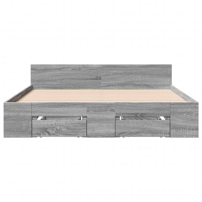 Bedframe met lades bewerkt hout grijs sonoma eiken 140x200 cm